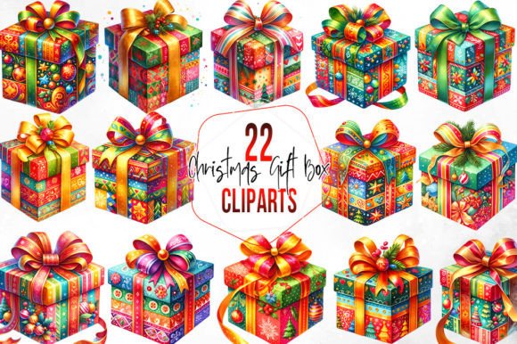 Download Watercolor Christmas Gift Box Clipart - Premium Resources