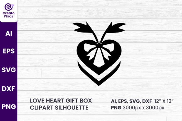 Download Love Heart Gift Box Clipart Silhouette - Gift box clipart Collection